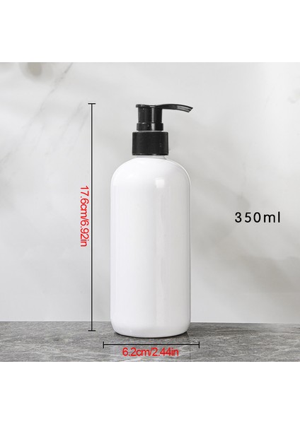 F Stili Banyo Depolama Şampuan Duş Jeli Saç Kremi Için Doldurulabilir Beyaz Silindirik Sabun Pompalı Şişe (Yurt Dışından)