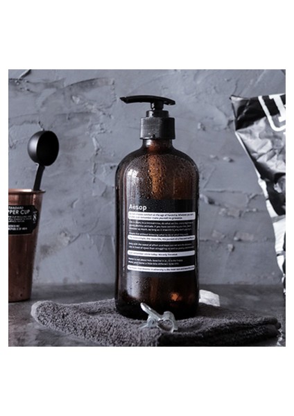 Pompa 500ML Stili Kahverengi Şişe Kuzey Avrupa Cam Sıvı Sabun Dağıtıcısı Şampuan Şişesi Şampuan Verici Seyahat Banyo Mutfak Aksesuarı Organizer (Yurt Dışından)