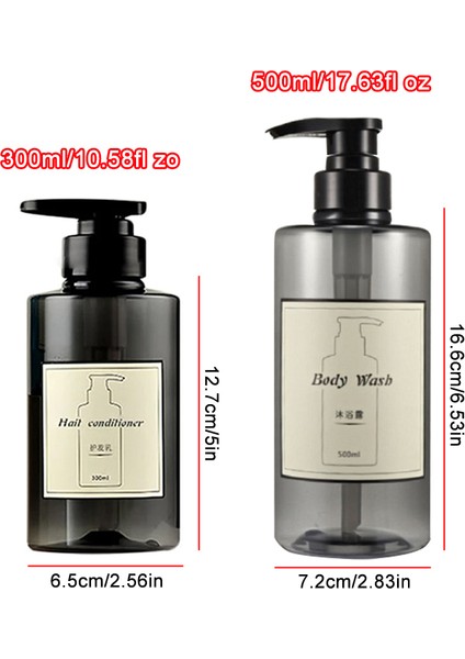 Siyah Stil 300ML Saç Kremi Şampuan Vücut Yıkama Saç Kremi Dispenser Şişe Büyük Kapasiteli Sabun Şişeleri (Yurt Dışından)