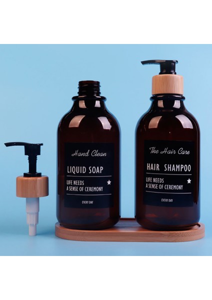 C Stili Saç Kremi Sabunluk Banyo Şampuan Vücut Yıkama Şişeleri Ahşap Basın Başlıklı Sıvı Losyon Dolum Şişesi (Yurt Dışından) modelleri
