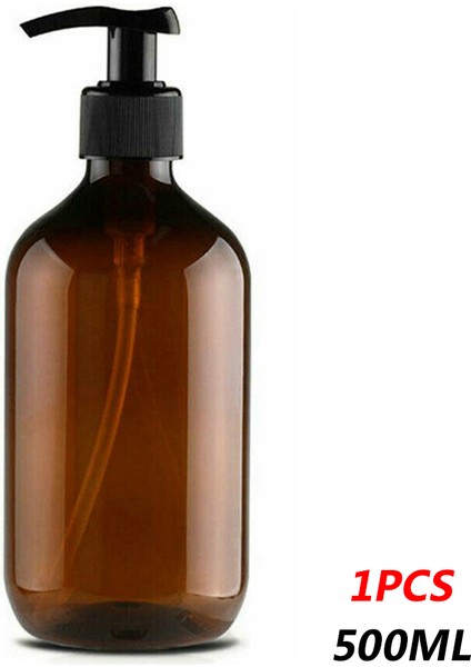 1 Adet Kahverengi 500ML Tarzı Boş Pompa Şişesi Losyon Şampuan Sıvı Konteyner Seyahat Yuvarlak Omuz Losyon Şişesi Plastik Boş Şişe (Yurt Dışından)
