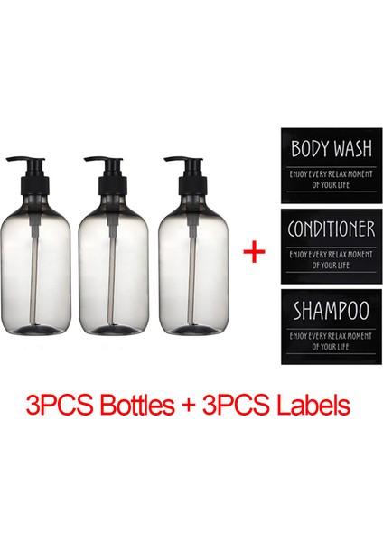 L Tarzı Sıvı Sabunluk Şişesi Banyo Şampuan Duş Kremi Dolum Şişeleri Etiketlerle 500ML.58OZ (Yurt Dışından)