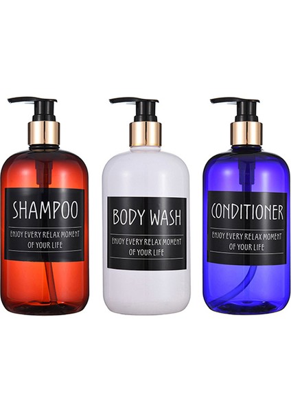 Beyaz Stil 500ML 3 Paket Duş Şişeleri Doldurulabilir Sıvı Sabun Dispenseri Banyo Şampuanı Saç Kremi Basın Dispenseri Ayrı Etiket ile (Yurt Dışından) fiyatları