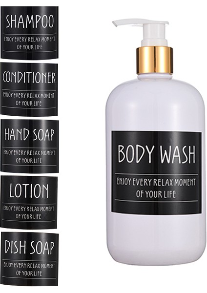Beyaz Stil Vücut Yıkama 500ML Sıvı Sabunluk Banyo Vücut Sabunu Şampuan Krem Duş Jeli Losyon Doldurulabilir Pompalı Şişeler Etiketli (Yurt Dışından)