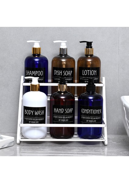 Kahverengi Tarzı El Sabunu 500ML Sıvı Sabunluk Banyo Vücut Sabunu Şampuan Krem Duş Jeli Losyon Doldurulabilir Pompalı Şişeler Etiketli (Yurt Dışından)