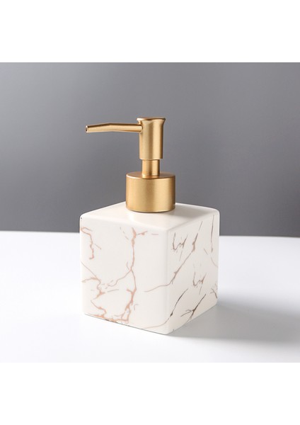 Beyaz Stil Mermer Dokulu Kare Taşınabilir Sabunluk Banyo Malzemeleri Şampuan Boş Şişe Altın Basma Başlı El Dezenfektanı Şişesi (Yurt Dışından)