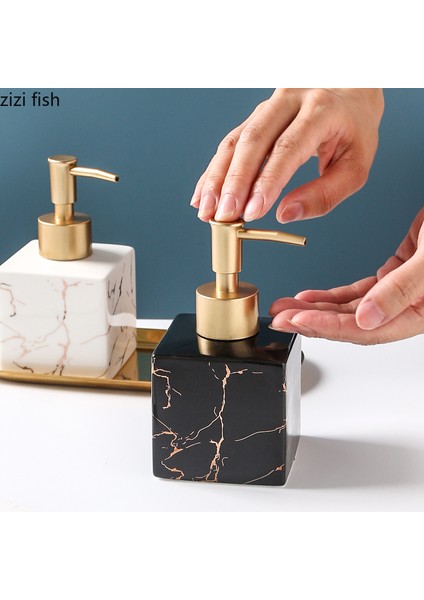 Beyaz Stil Mermer Dokulu Kare Taşınabilir Sabunluk Banyo Malzemeleri Şampuan Boş Şişe Altın Basma Başlı El Dezenfektanı Şişesi (Yurt Dışından) indirimleri
