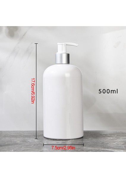 G Tarzı Banyo Depolama Şampuan Duş Jeli Saç Kremi Için Doldurulabilir Beyaz Silindirik Sabun Pompalı Şişe (Yurt Dışından)