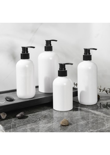 G Tarzı Banyo Depolama Şampuan Duş Jeli Saç Kremi Için Doldurulabilir Beyaz Silindirik Sabun Pompalı Şişe (Yurt Dışından) modelleri