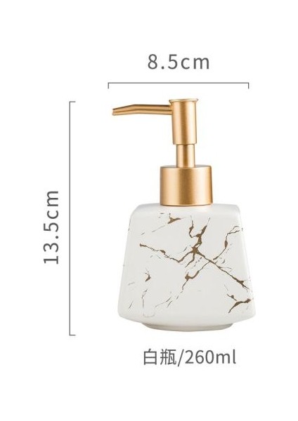 Beyaz Stil Seramik Damgalı Losyon Şişesi Banyo Aksesuarları El Yıkama Sıvısı Sabunluk Basın Şişe Sabun Sıvı Konteyneri (Yurt Dışından)