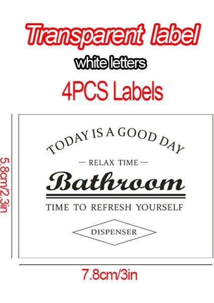 Etiket Kümesi A Stili Banyo Şampuan Duş Jeli Şişe Etiketleri Dolum Sabunluk Plastik Basma Losyon Şişesi 500ML.9OZ (Yurt Dışından)