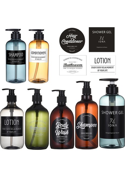 Etiket Kümesi A Stili Banyo Şampuan Duş Jeli Şişe Etiketleri Dolum Sabunluk Plastik Basma Losyon Şişesi 500ML.9OZ (Yurt Dışından) fiyatları