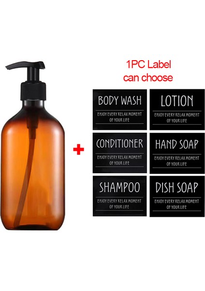 Kahverengi Tarzı Bulaşık Sabunu 500ML Şampuan Şişesi Banyo Yuvarlak Omuz Losyon Şişeleri Basın Şampuan Duş Jeli Konteyner Şişe Etiketli (Yurt Dışından)