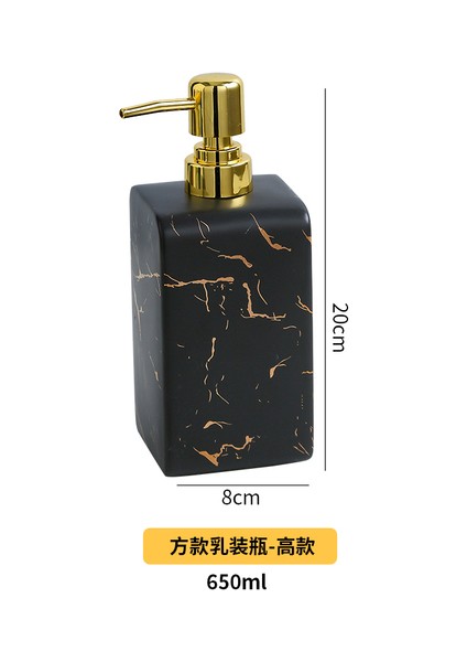 Bir Stil Yaratıcı Mermer Desenli Kare Seramik Losyon Şişesi Ev Banyo Duş Jeli Şampuan El Sabunu Yüz Temizleyici Şişe (Yurt Dışından)