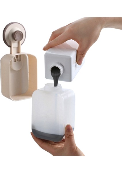 Bej Tarzı 180ML Banyo Vantuzlu Sıvı Sabunluk Mutfak Lavabo Plastik Basın Taşınabilir Duvara Monte El Şişesi Deliksiz Banyo Malzemeleri (Yurt Dışından)
