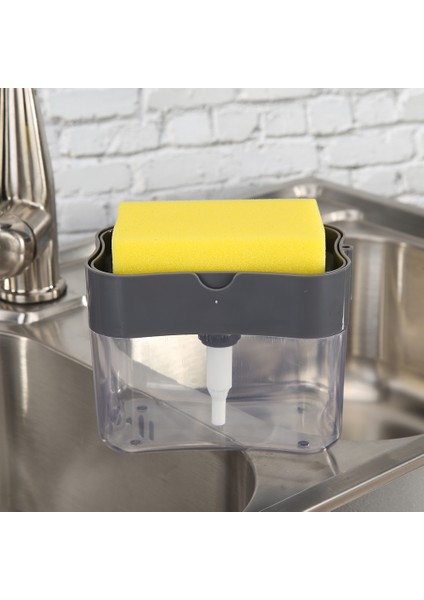 Sünger Tarzı Beyaz Sabunluk Sabun Pompası Sünger Tutuculu Yeni Yaratıcı Mutfak 2'si 1 Arada El Basmalı Sıvı Sabun Dispenseri Yıkama Süngeri ile (Yurt Dışından) indirimleri