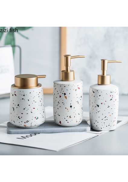 Kırmızı Stil Seramik El Yıkama Sıvısı Şişe Renkli Terrazzo Desen Banyo Malzemeleri Losyon Şişesi Sabun Şişesi Taşınabilir Sabun Dispenserleri (Yurt Dışından) fiyatları