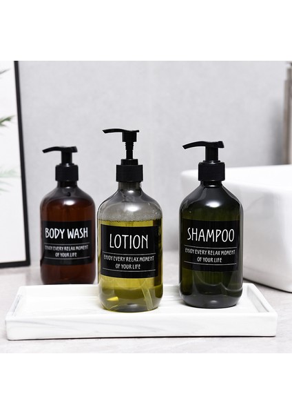 Kahverengi Tarzı Şampuan 500ML Şampuan Şişesi Banyo Yuvarlak Omuz Losyon Şişeleri Basın Şampuan Duş Jeli Konteyner Şişe Etiketli (Yurt Dışından) modelleri