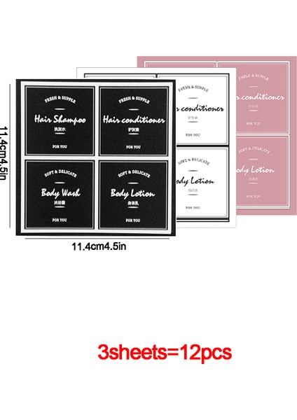 12 Adet M Tarzı Banyo Şişe Etiket Sticker Kozmetik Losyon Sabun Pompası Işaretleri Yapışkan Etiketler Su Geçirmez Şampuan Krem Etiketleri (Yurt Dışından)