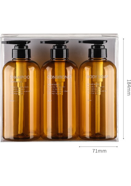 500ML-KAHVERENGI Stil 3 Parça Sabunluk El Sabunu Şampuan Duş Jeli Şişesi Seyahat Aracı, Banyo Aksesuarları Seti 300ML ml (Yurt Dışından)