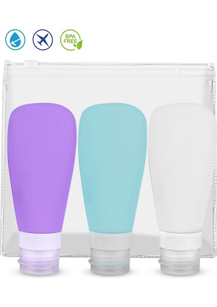 Mor-1pc Tarzı 90ML 3oz Silikon Doldurulabilir Şişe Seyahat Şampuan Şişesi Losyon Seyahat Paketleme Sıkma Şişeler Taşınabilir Kozmetik Kapları (Yurt Dışından)