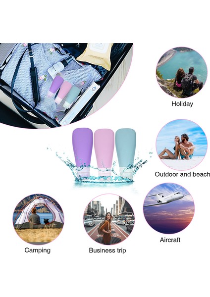 Mor-1pc Tarzı 90ML 3oz Silikon Doldurulabilir Şişe Seyahat Şampuan Şişesi Losyon Seyahat Paketleme Sıkma Şişeler Taşınabilir Kozmetik Kapları (Yurt Dışından)