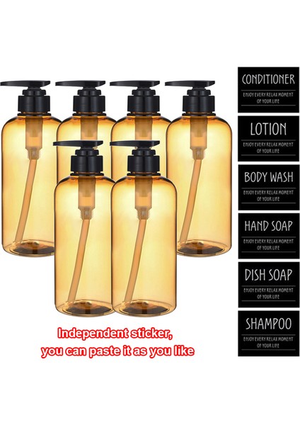 F Stili 500 ml 6 Paket Sabunluk Şişe Seti Doldurulabilir Duş Şampuanı Saç Kremi Etiketlerle Mutfak Banyo Için (Yurt Dışından)