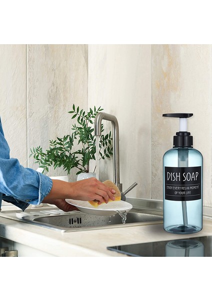 F Stili 500 ml 6 Paket Sabunluk Şişe Seti Doldurulabilir Duş Şampuanı Saç Kremi Etiketlerle Mutfak Banyo Için (Yurt Dışından)