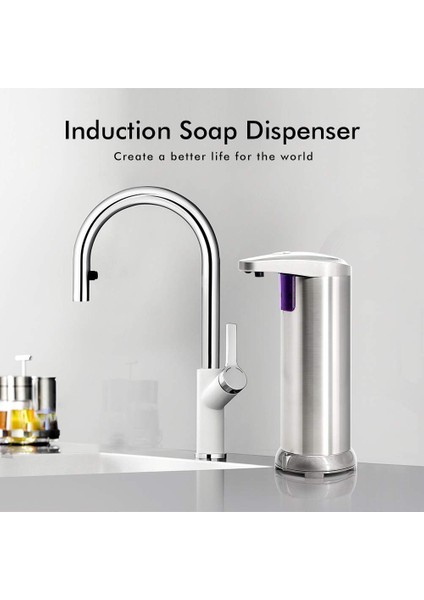 250 ml Otomatik Sabunluk, 250 ml Tüm Çeşit Sıvı Sabunlar Için Uygun, Ayarlanabilir Kızılötesi Sensörlü Mutfak ve Banyo Için Eller Serbest (Yurt Dışından) modelleri