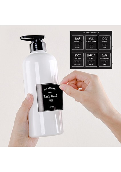 F Stili Nordic Sabun Şişesi Etiket Sticker Seti Banyo Şampuan Losyon Dağıtıcı Etiketleri Su Geçirmez Kendinden Yapışkanlı Tanımlama Etiketi (Yurt Dışından) modelleri