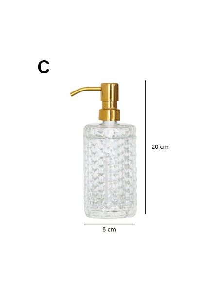 C Stili 400 ml Sabunluk Şeffaf Şampuan Şişesi Metal Pompalı Banyo El Yıkama Şişeleri Nordic Mutfak Deterjan Alt Şişe (Yurt Dışından)