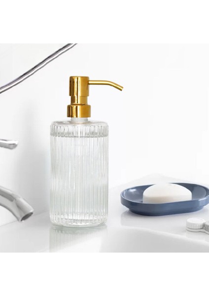 C Stili 400 ml Sabunluk Şeffaf Şampuan Şişesi Metal Pompalı Banyo El Yıkama Şişeleri Nordic Mutfak Deterjan Alt Şişe (Yurt Dışından) fırsatları