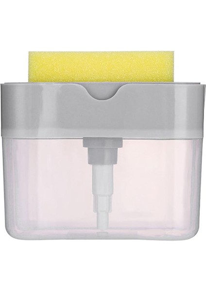 Sünger Tarzı ile Gri Sabunluk Sabun Pompası Sünger Tutuculu Yeni Yaratıcı Mutfak 2'si 1 Arada El Basmalı Sıvı Sabun Dispenseri Yıkama Süngeri ile (Yurt Dışından)