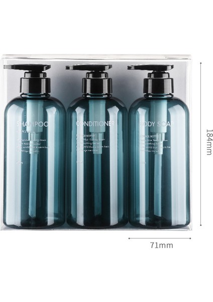 500ML-- Mavi Stil 3 Parça Sabunluk El Sabunu Şampuan Duş Jeli Şişesi Seyahat Aracı, Banyo Aksesuarları Seti 300ML ml (Yurt Dışından)