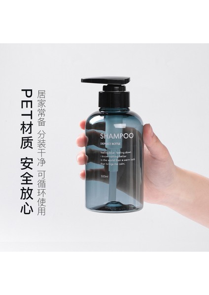 500ML-- Mavi Stil 3 Parça Sabunluk El Sabunu Şampuan Duş Jeli Şişesi Seyahat Aracı, Banyo Aksesuarları Seti 300ML ml (Yurt Dışından)