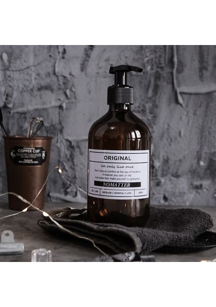 E Stili 500ML(17OZUFF09 Nordik Sabun Pompalı Şişe Doldurulabilir Şampuan Duş Jeli Yıkama Saç Kremi Losyon Sıkma Dispenser Banyo Için (Yurt Dışından)