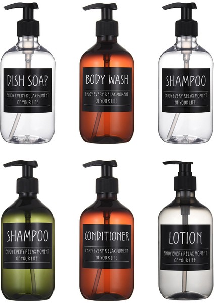500ML Kahverengi Stil Banyo Losyonu Boş Şişe Etiket Şampuan Duş Jeli 300ML Büyük Kapasiteli Plastik Şişe Ev Depolama Şişesi (Yurt Dışından) indirimleri