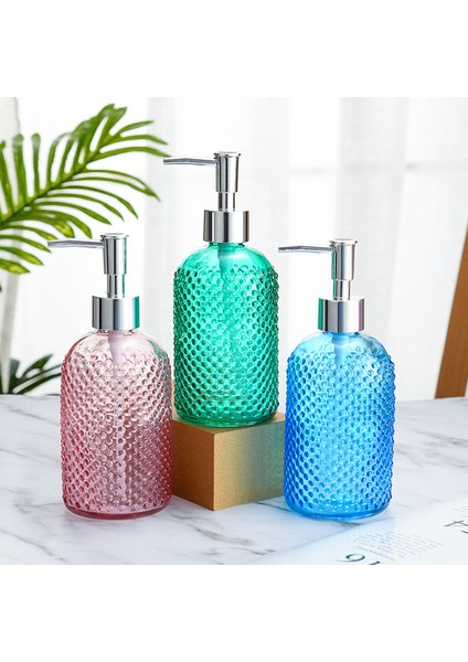 Pembe Tarzı 400ML Cam Sıvı Sabun Dağıtıcıları Şeffaf Losyon Sıvı Sabun Şişesi Taşınabilir Banyo Mutfak Lavabo Aksesuarları (Yurt Dışından)