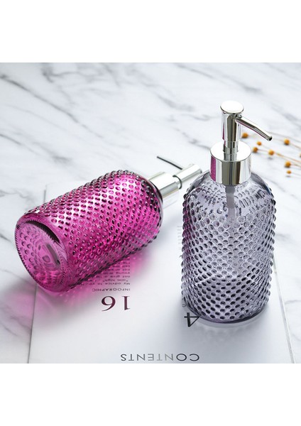 Pembe Tarzı 400ML Cam Sıvı Sabun Dağıtıcıları Şeffaf Losyon Sıvı Sabun Şişesi Taşınabilir Banyo Mutfak Lavabo Aksesuarları (Yurt Dışından)