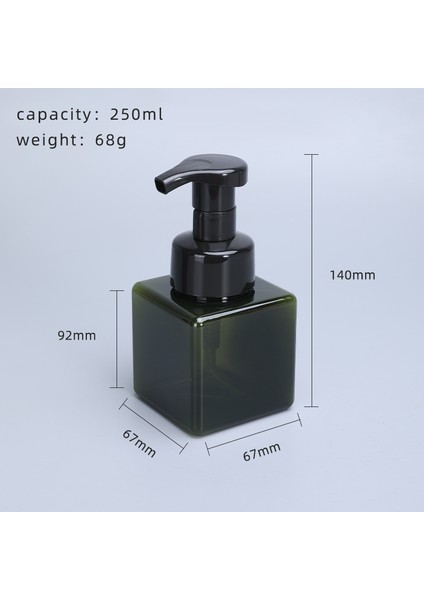 250ML Yeşil Stil Boş Köpük Şişe Yeniden Doldurulabilir Kap 250ML 450ML - Esansiyel Yağ Sabun Losyon Şampuan Yüksek Paketleme Kabı (Yurt Dışından)