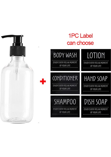 Stili Temizle Bulaşık Sabunu 500ML Şampuan Şişesi Banyo Yuvarlak Omuz Losyon Şişeleri Basın Şampuan Duş Jeli Konteyner Şişe Etiketli (Yurt Dışından)