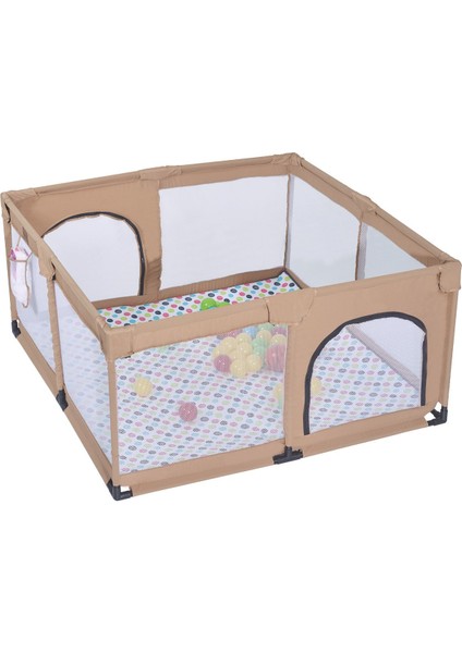 Playard Güvenli Bebek ve Çocuk Oyun Alanı Oyun Parkı 125X125 Oyun Matı Topları ve Yataklı