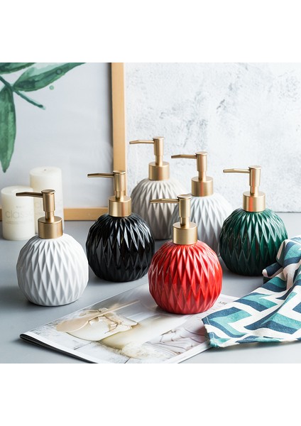 B Tarzı Eşkenar Dörtgen Desen Seramik Losyon Şişesi Yuvarlak Taşınabilir Sabunluk Şampuan Şişesi El Dezenfektanı Kavanoz Banyo Banyo Malzemeleri (Yurt Dışından) modelleri