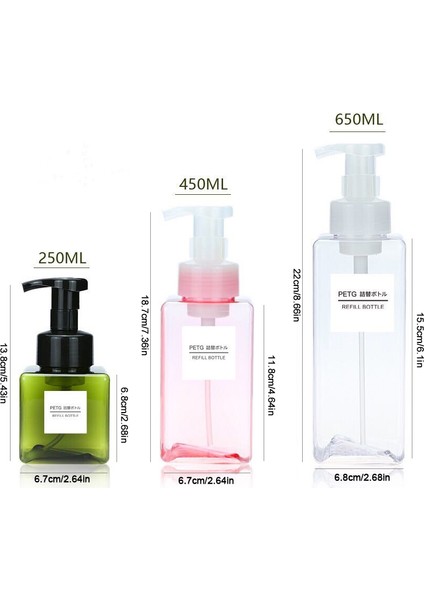 Stili Temizle 250 ml Boş Köpüklü Sabun Dispenseri Banyo El Dezenfektanı Şampuan Vücut Yıkama Losyon Doldurulabilir Pompa Şişesi Köpük Yapıcı Konteyner (Yurt Dışından)