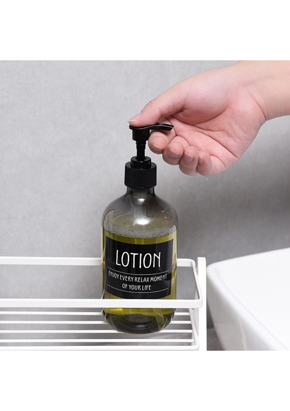 Kahverengi Tarzı 1set Etiketleri 500ML Şampuan Şişesi Banyo Yuvarlak Omuz Losyon Şişeleri Basın Şampuan Duş Jeli Konteyner Şişe Etiketli (Yurt Dışından) indirimleri