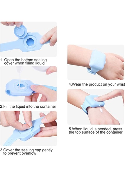 Mavi Stil Yeniden Kullanılabilir Silikon Sıvı Taşınabilir Kapsül El Yıkama Bilek Bandı Dağıtıcı El Dezenfektanı Bileziği El Dezenfektanı Bileklik (Yurt Dışından) fırsatları