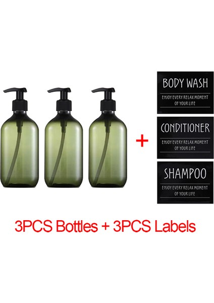 M Tarzı Sıvı Sabunluk Şişesi Banyo Şampuan Duş Kremi Dolum Şişeleri Etiketlerle 500ML.58OZ (Yurt Dışından)