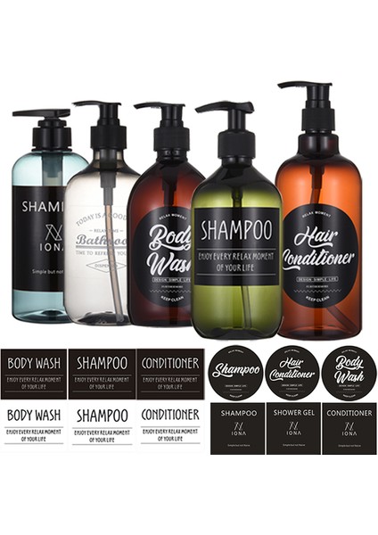 M Tarzı Sıvı Sabunluk Şişesi Banyo Şampuan Duş Kremi Dolum Şişeleri Etiketlerle 500ML.58OZ (Yurt Dışından) modelleri