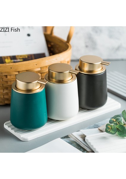 Tepsi Stili 400 ml Altın Mermer Dokulu Seramik Losyon Şişesi Banyo Aksesuarları 400ML Taşınabilir Sabunluk El Dezenfektanı Kapı (Yurt Dışından) modelleri