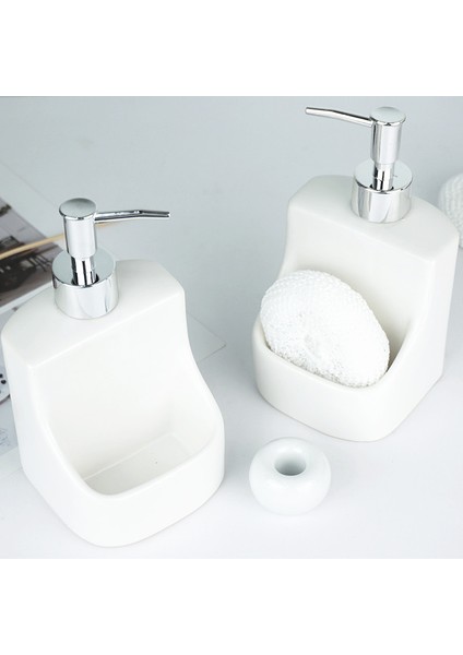 Gri Stil Basit Gri ve Beyaz Seramik Sıvı Sabun Şişesi Ev Banyo Losyon Şişesi Sünger Tutucu (Yurt Dışından) fırsatları